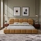 preview thumbnail 1 of 9, Luxurious Leather Queen/King Size Platform Bed