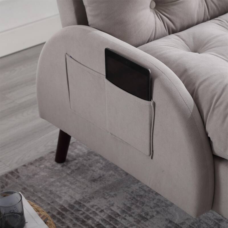 HOMYKA Upholstered Chaise Lounge Chair with Adjustable Backrest Storage Ottoman