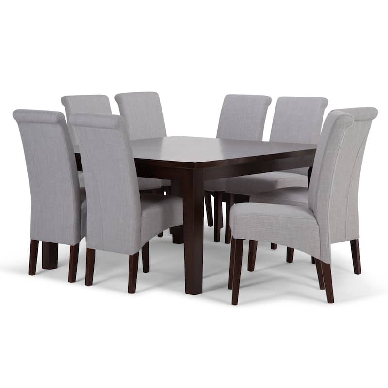 WYNDENHALL Franklin Transitional 9 Pc Dining Set with 6 Upholstered Dining Chairs and 54 inch Wide Table