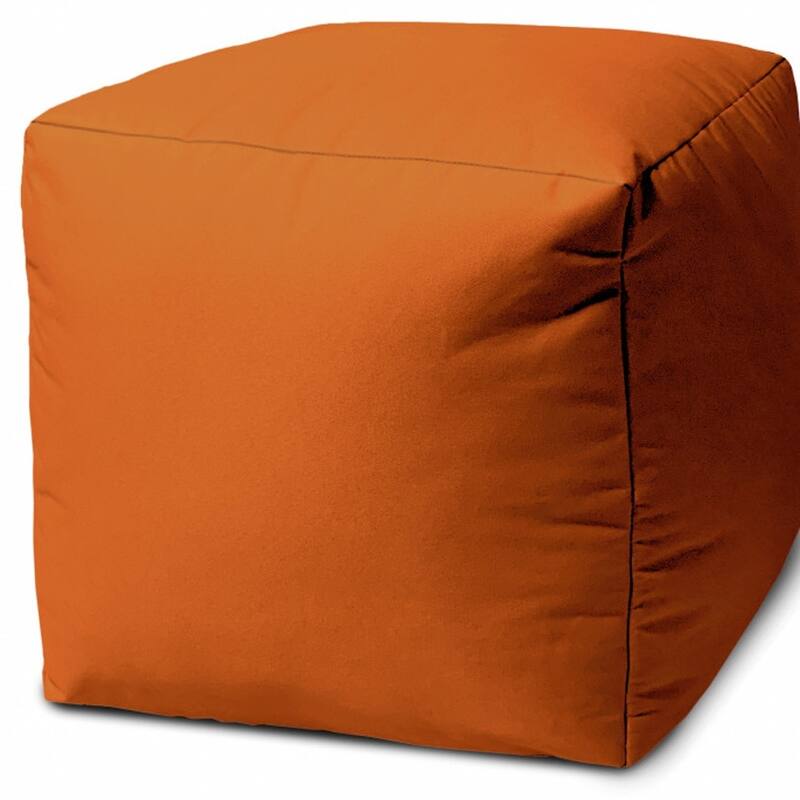 HomeRoots 17" Cool Orange Solid Color Indoor Outdoor Pouf Ottoman - 17' X '17' X '17