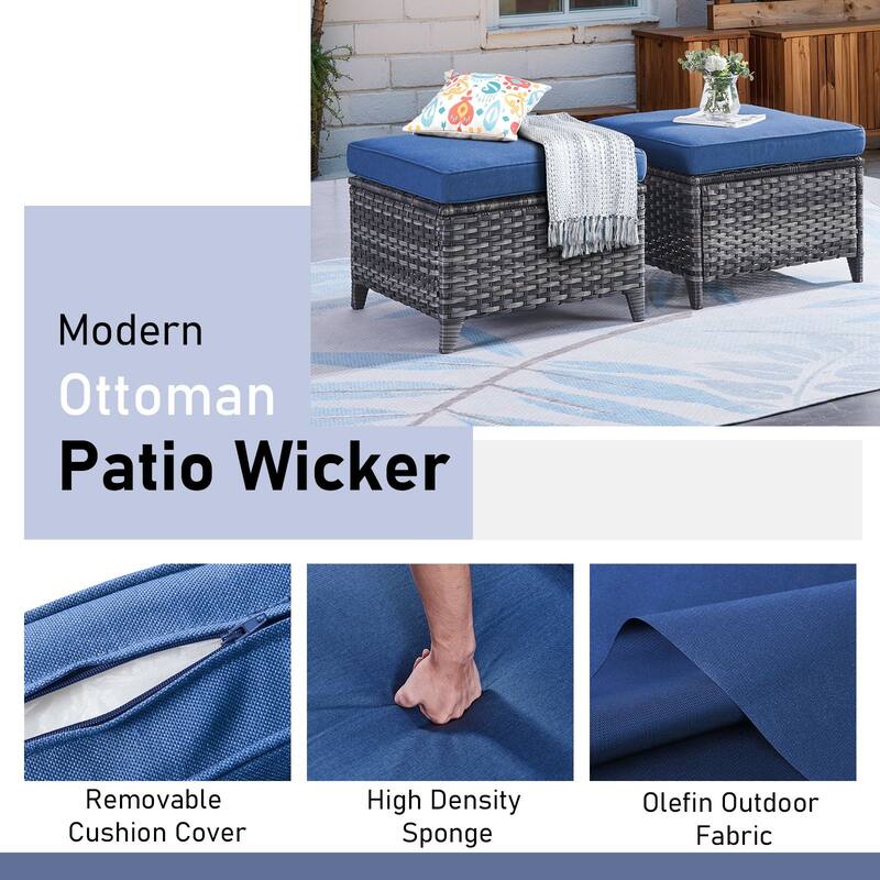 Pocassy Outdoor Fire Pit Sofa Swivel Chairs Ottoman Conversation Set