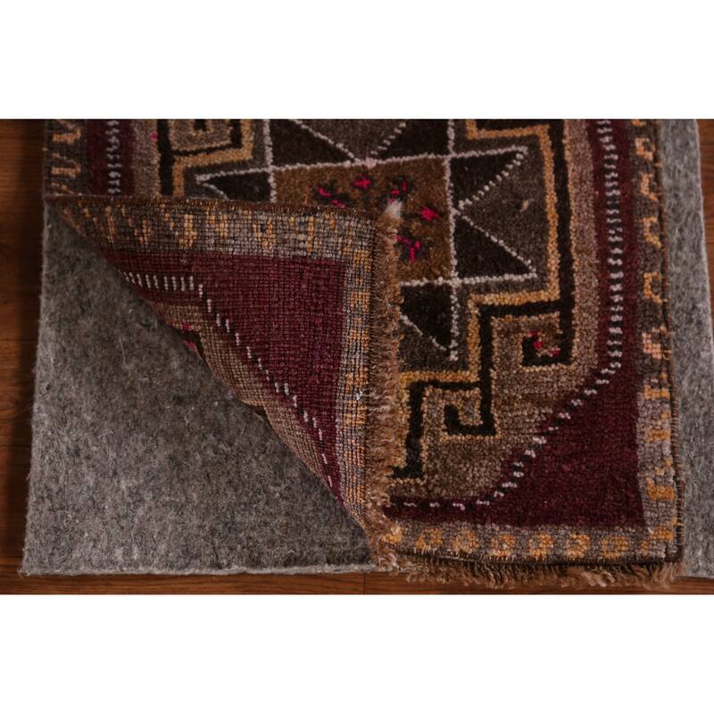 Hand Knotted Oriental 100% Wool Carpet Transitional Tribal Purples Anatolian Area Rug - 2' 11'' X 1' 7''