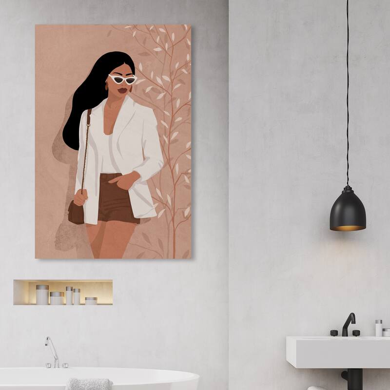 Wynwood Studio Fashion and Glam Passing by Pink and Modern & Contemporary Wall Art Canvas Print - 45 x 30