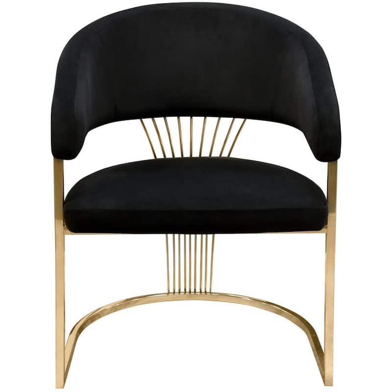 Gold/Black Velvet Upholstered Metal Frame Dining Chair, Sturdy Dining Chair for Dining Rooms - 24.6