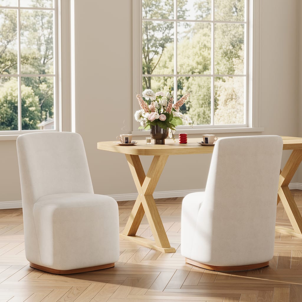 Christopher Knight Home - Modern Upholstered Rubber Wood Dining Chairs with High Back