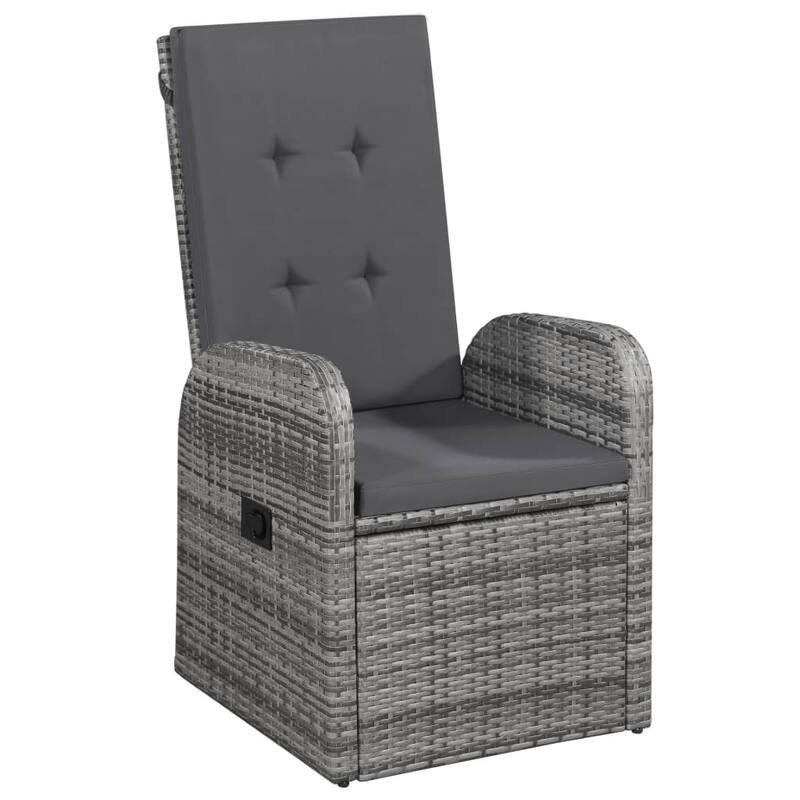 vidaXL Patio Dining Set Seat 3/5/7 Piece Black/Gray 31.5"/55.1" Table Length