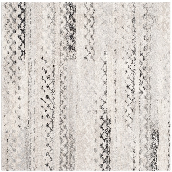 slide 2 of 8, SAFAVIEH Retro Leonide Modern Abstract Distressed Rug 4' Square - Cream/Grey - Square