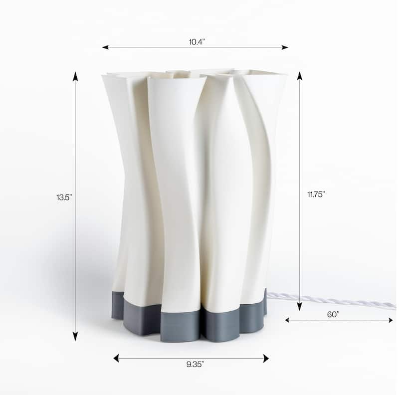 Flame 13.5" Modern Bohemian Plant-Based PLA 3D Printed Dimmable LED Table Lamp, by JONATHAN Y