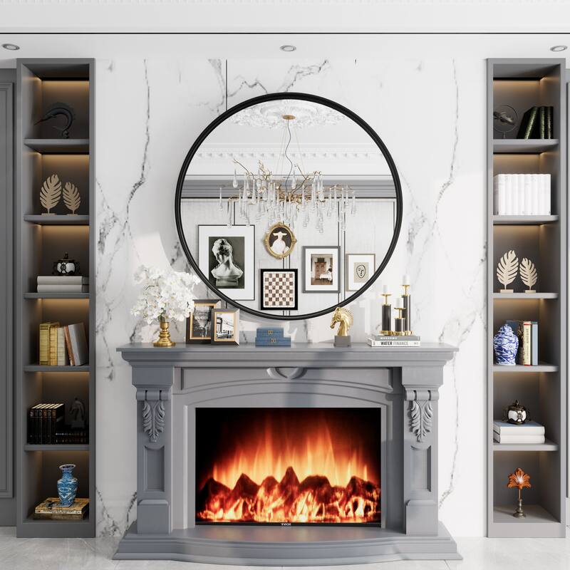 Round Tempered Glass and Metal Framed French Cleat Mounted Wall Bathroom / Vanity Mirror