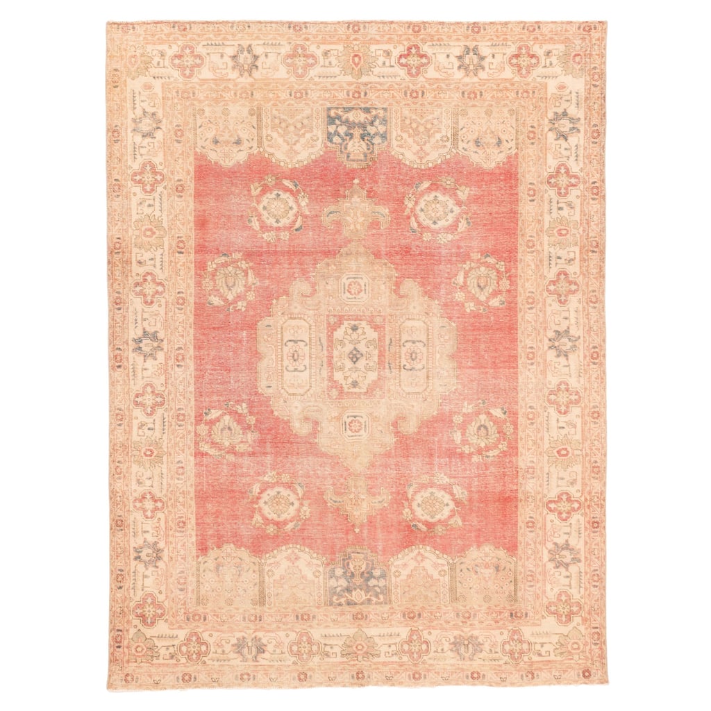 ECARPETGALLERY Hand-knotted Antalya Vintage Light Red Wool Rug - 8'1 x 10'9