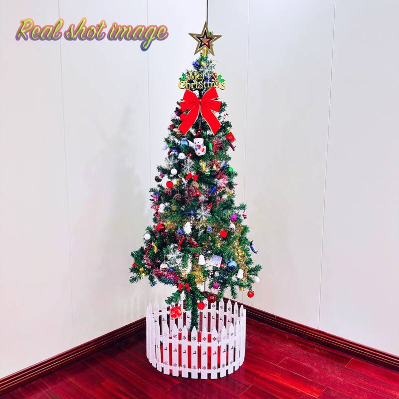 5ft artificial Christmas tree with LED energy-saving lights, including 109 pendant tree skirts and guardrails - Green