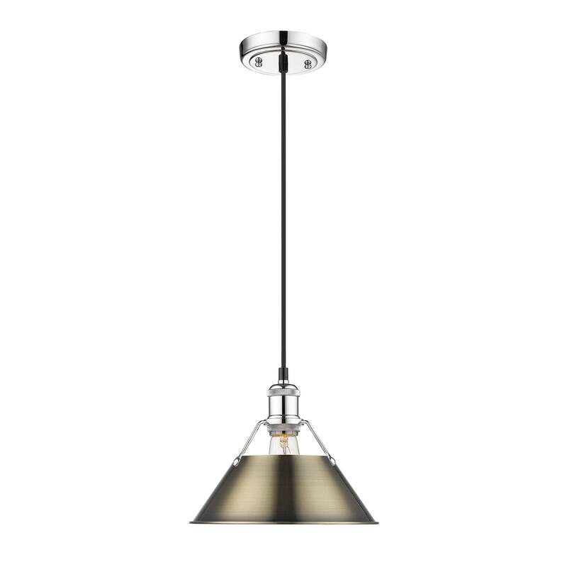 Orwell 10" Wide Medium Pendant in Chrome with Aged Brass - Silver