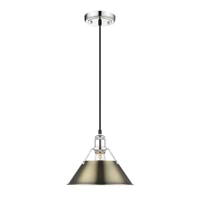 Orwell 10" Wide Medium Pendant in Chrome with Aged Brass - Silver