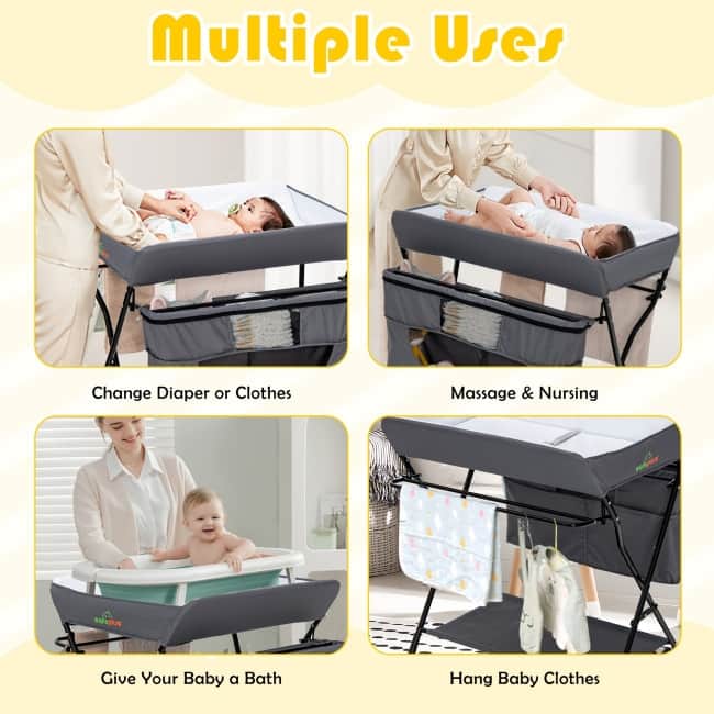 Portable Adjustable Height Newborn Nursery Organizer with wheel
