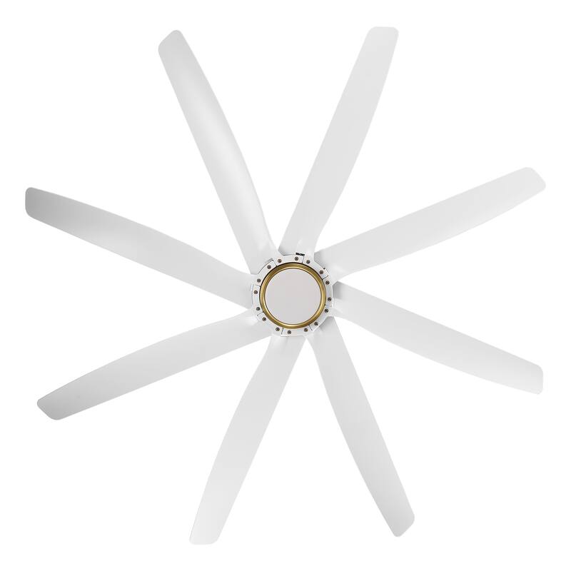 72" White Modern ABS 8-Blade DC Motor Ceiling Fan with Dimmable LED Light and Remote