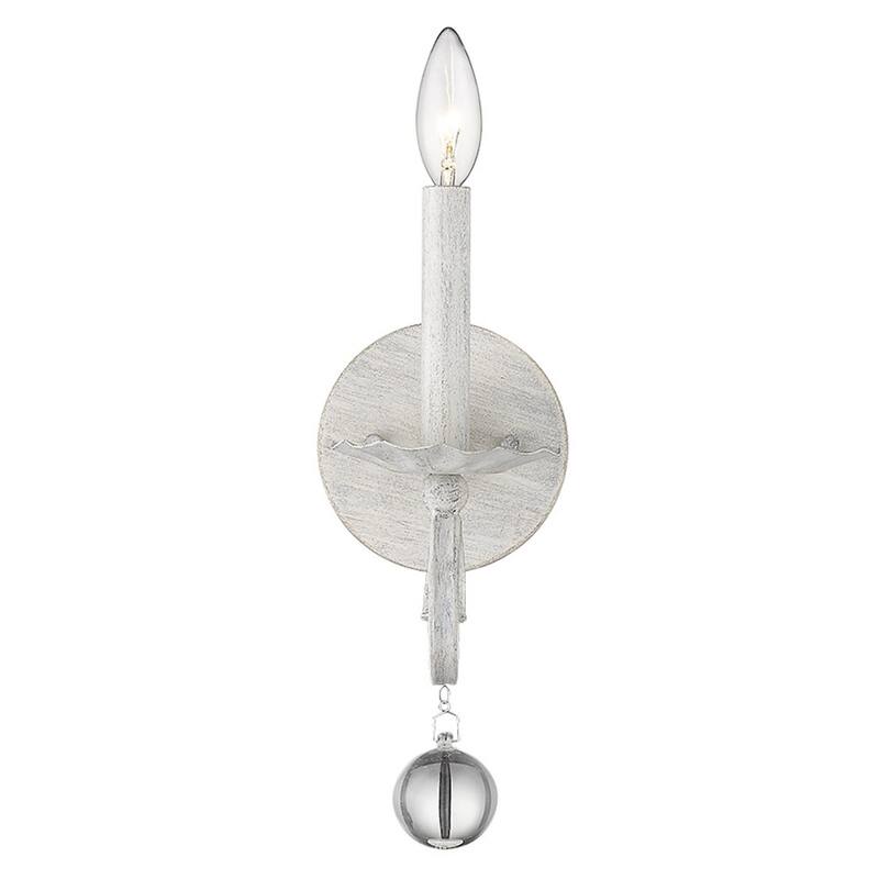 Modern Farmhouse White Wall Sconce with Clear Crystal Accent Metal Flush Mount Light Fixture - 12.25" H x 5" W x 9.5" D