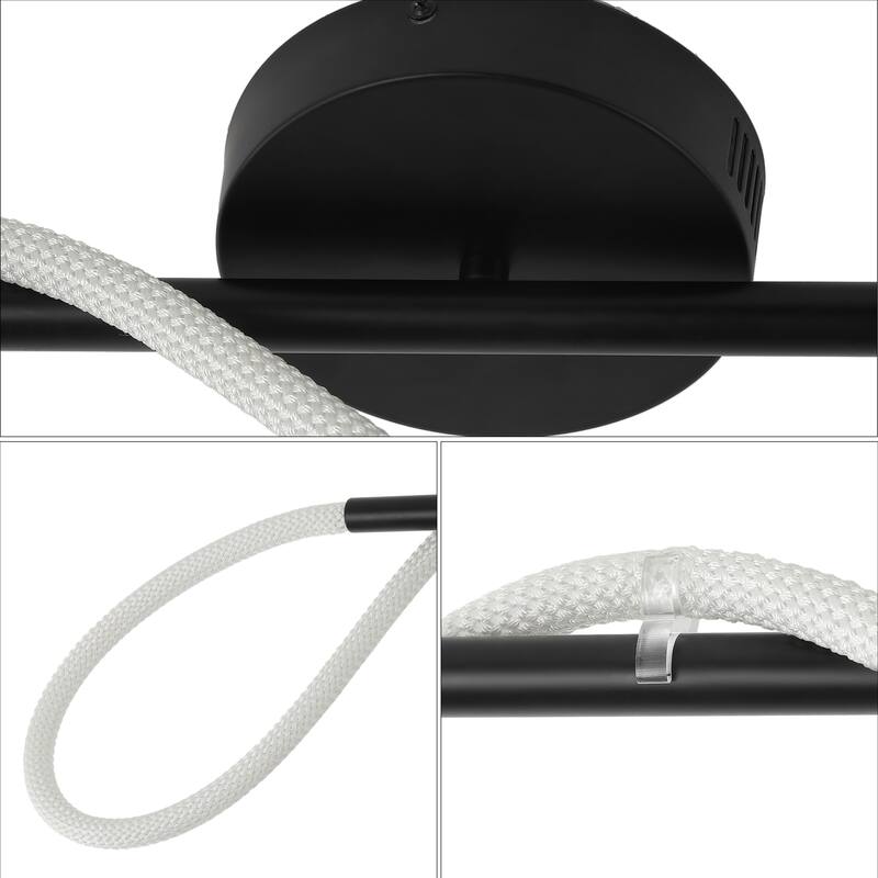 Lisette Contemporary Minimalist 360 Adjustable Silicone Neon Rope Dimmable Linear Integrated LED Flush Mount, by JONATHAN Y