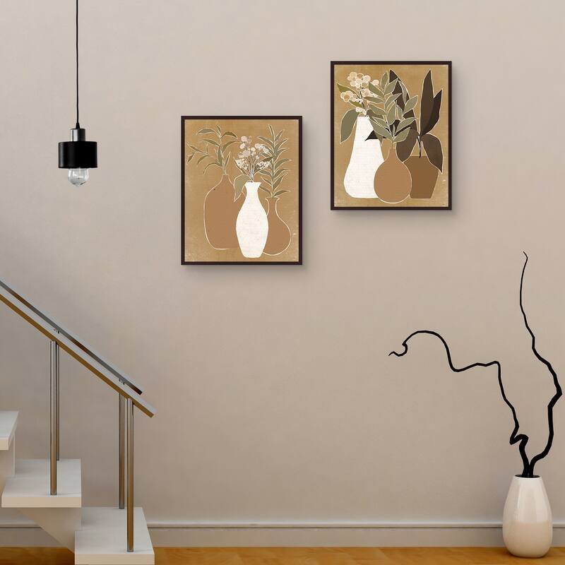 Simple Greens I, II Light Canvas Art Prints