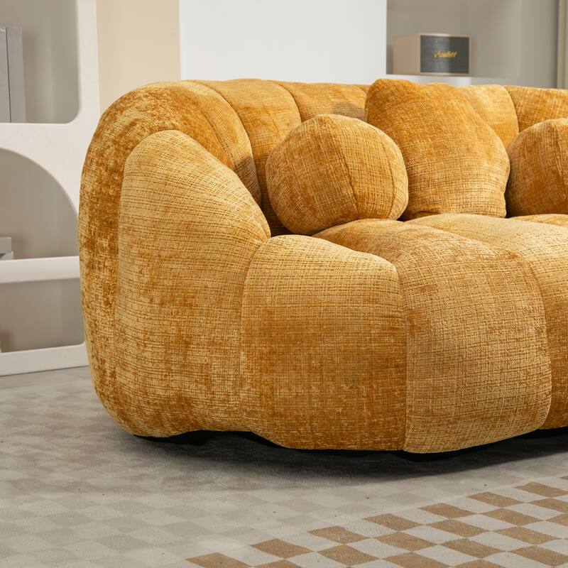 GDFStudio - Charlotte Plush Chenille Two-Seat Bean Bag Sofa for Living Room and Lounge Areas