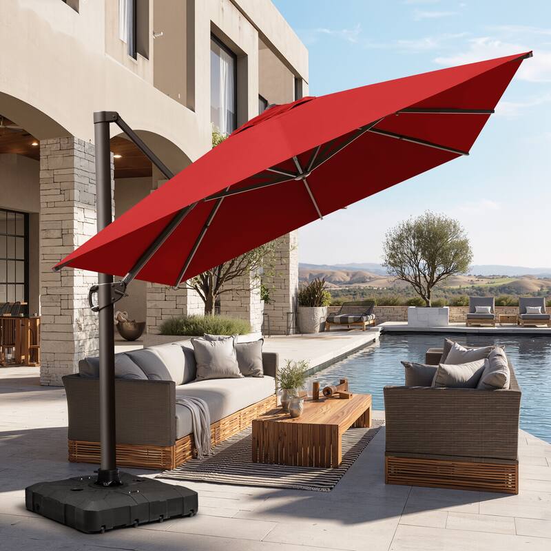Pellebant Patio 10 x 13 FT Cantilever- Offset Umbrella Outdoor Umbrella with Base Stand