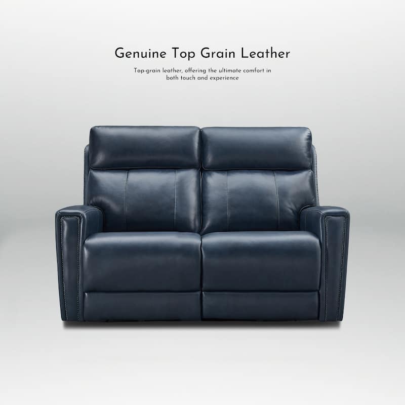 Genuine Leather Reclining Loveseat with Dual-Power Adjustable Headrest & Footrest, Zero Gravity, USB & USB-C Charging Ports