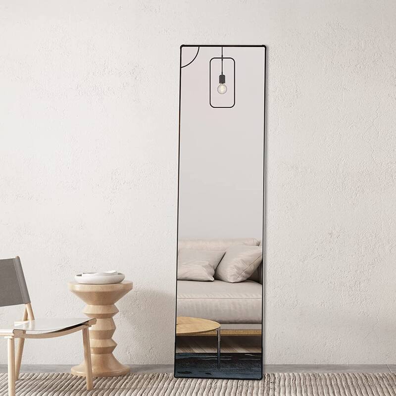 61" x 16" Full Length Mirror in Black with Square Stand