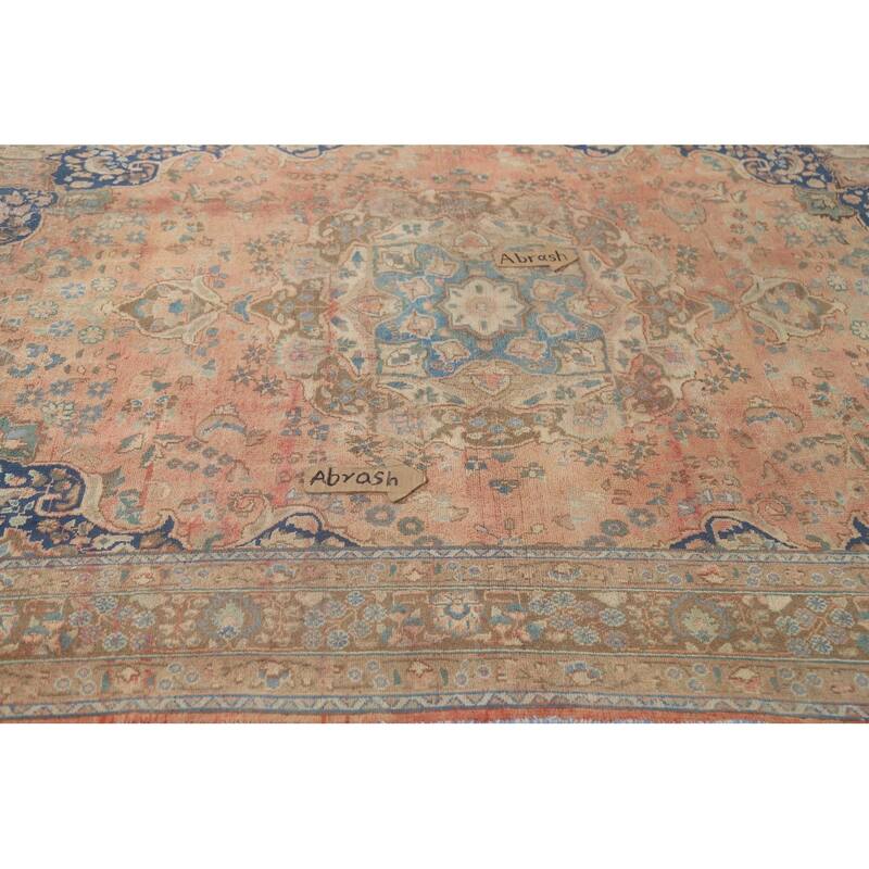 Hand Knotted Oriental 100% Wool Carpet Traditional Medallion Coral Mashad Area Rug - 9' 3'' X 6' 1''