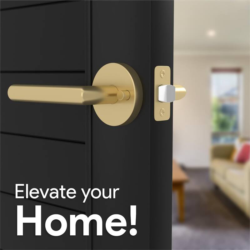 Mega Handles RONN Privacy Flat Lever for Hallway, Closet, and Bathroom I Reversible Keyless Door Lock