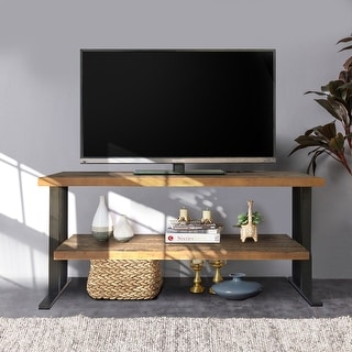 Media Console Table with one shelf, Natural Reclaimed wood and black ...