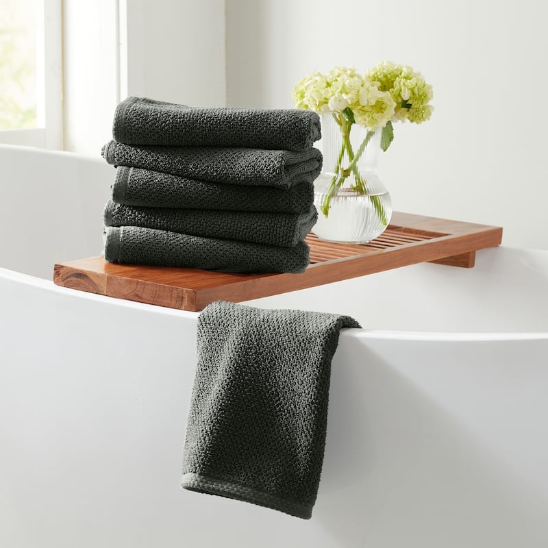 100% Cotton Acacia Collection Ultra Absorbant Popcorn Bath Towels - Hand Towel (Pack of 6) - Midnight