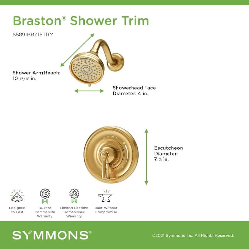 Symmons S589115TRM Braston Shower Only Trim Package with 1.5 GPM Multi