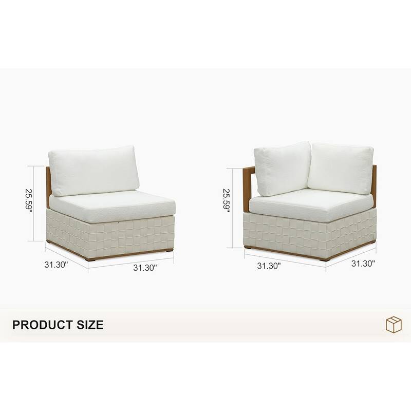 PURPLE LEAF GLFSF U-Shaped White sofa Outdoor Couch for Yard Porch Deck Patio Conversation Sets