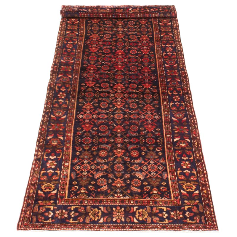 ECARPETGALLERY Hand-knotted Andelz Navy Wool Rug - 3'7 x 9'7