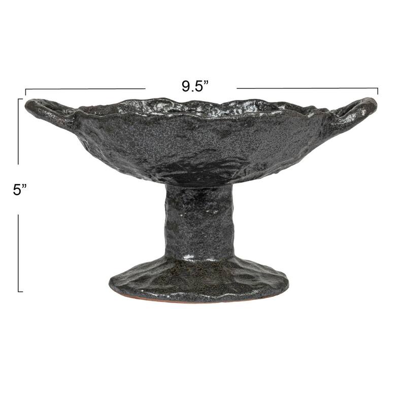 Stoneware Footed Plate with Handles and Reactive Glaze - 9.5"L x 7.1"W x 5.1"H - 9.5"L x 7.1"W x 5.1"H
