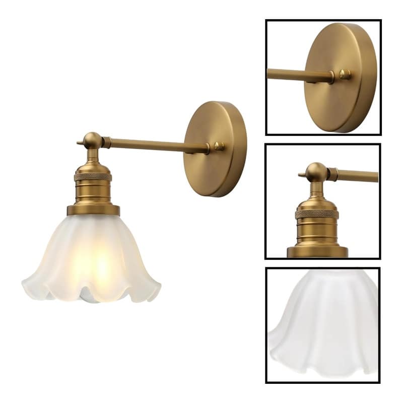 1 Pack wall sconces gold light wall bedroom glass, metal wall lighting
