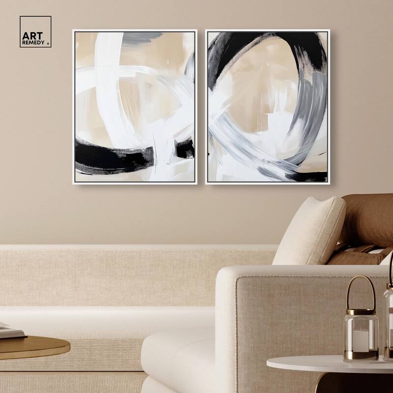 Neutral Interplay I Canvas Set of 2 by Art Remedy