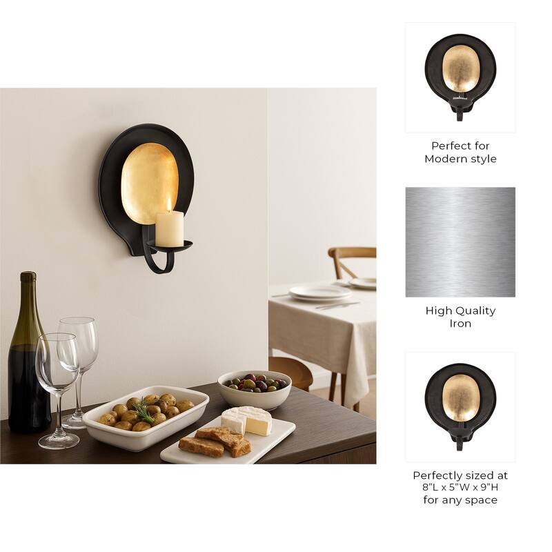 Metal Round Votive Wall Mounted Candle Holder - Black