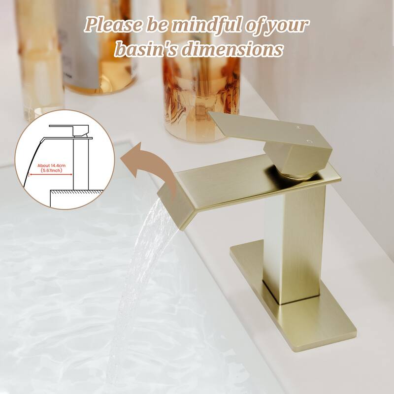 Single Handle Single Hole Bathroom Vanity Sink Waterfall Spout Bathroom Faucet