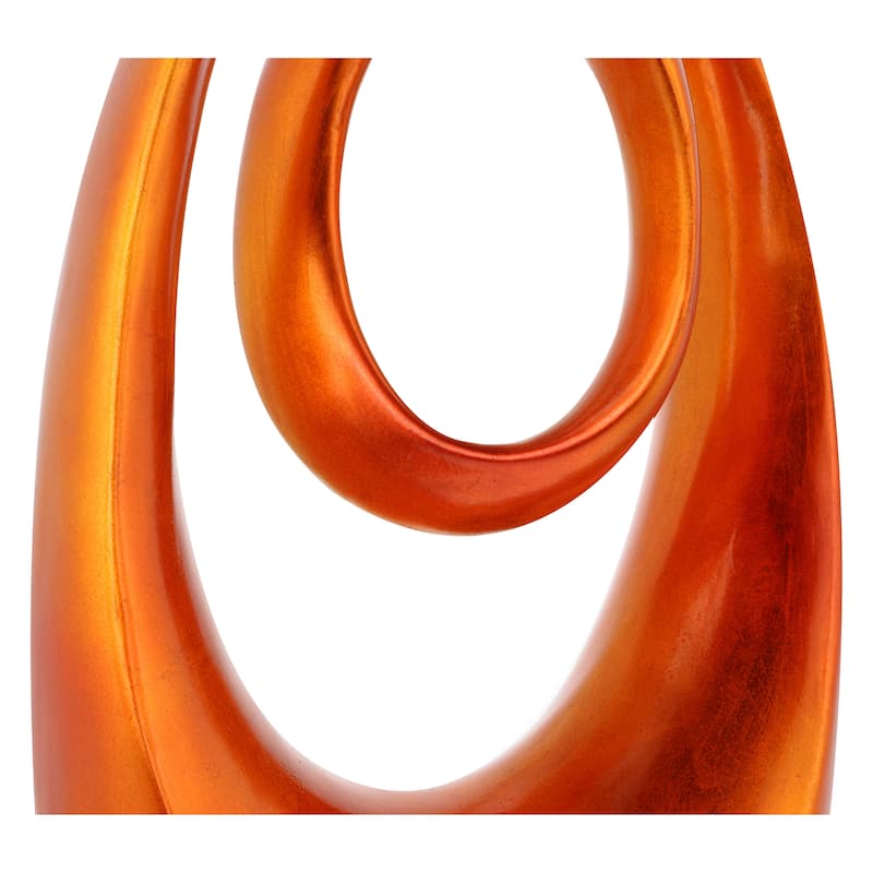 Artistic Polystone Swirl Abstract Sculpture - Orange or Red