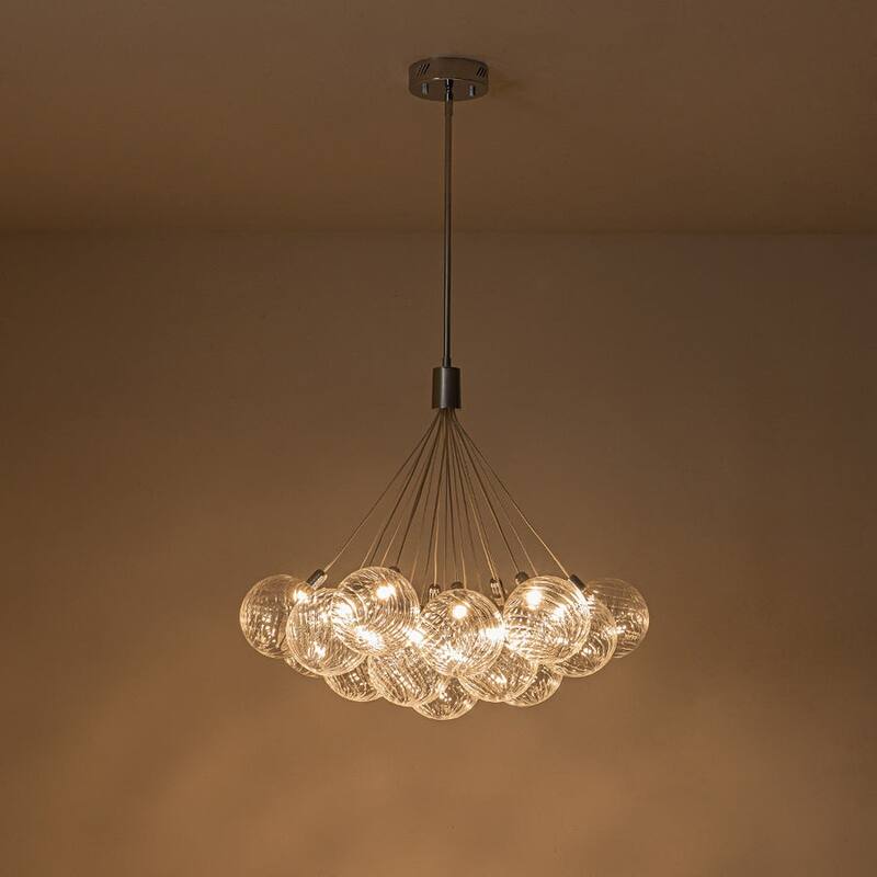 Contemporary Dimmable LED Cluster Glass Globe Chandelier - Chrome
