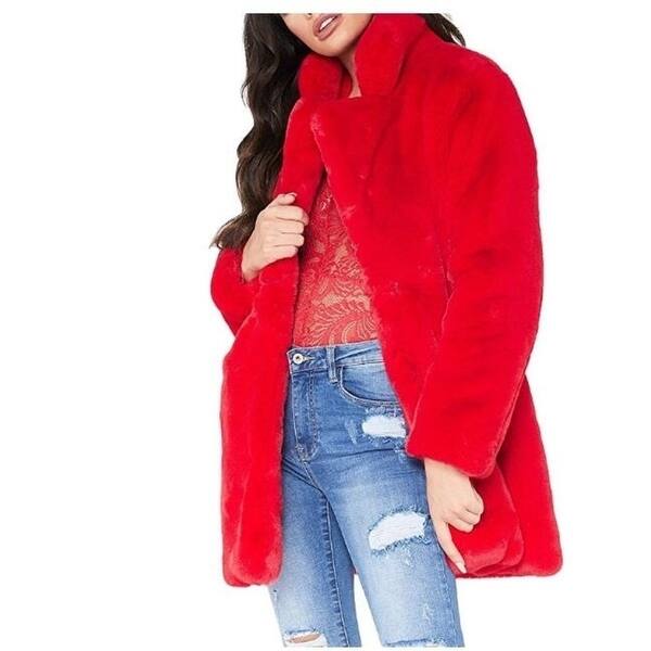 Womens Faux Fur Winter Warm Fluffy Coat Cardigan Jacket Outwear Loose Overcoat