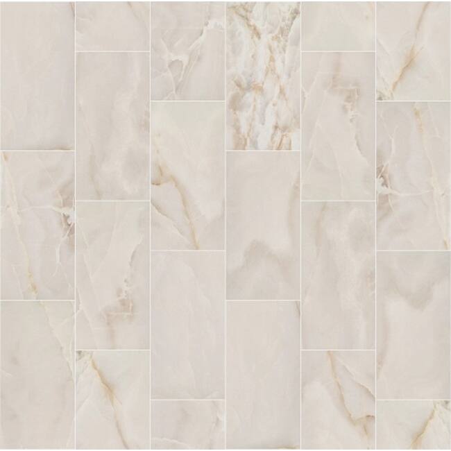 Shaw Gemstone - 12" x 24" Rectangle Tile - Polished Marble Visual - - Ivory
