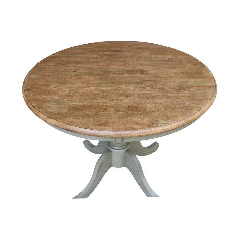 36" Round Top Pedestal Table - Hickory/Stone - N/A