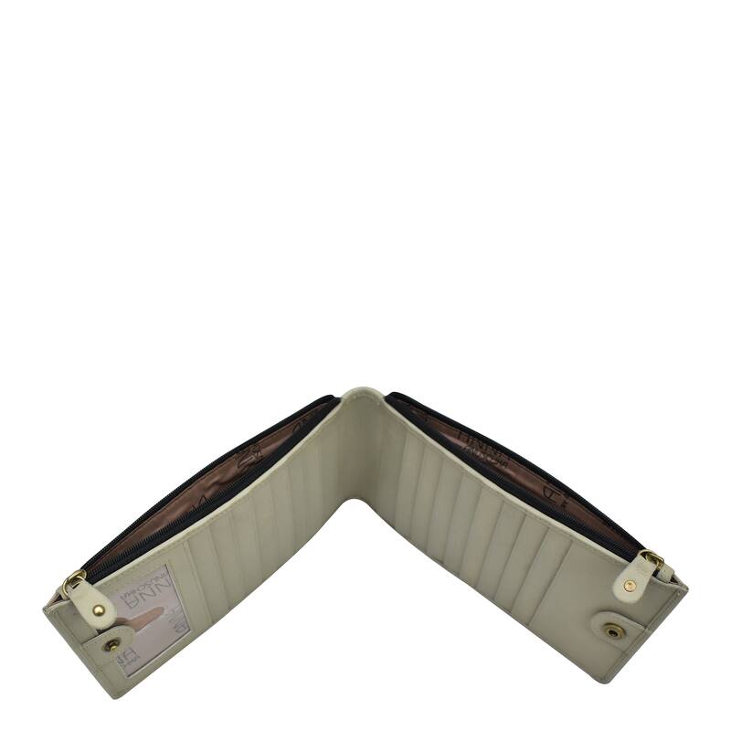 Handpainted Leather Ladies Organizer Wallet - Dreamy Blossoms