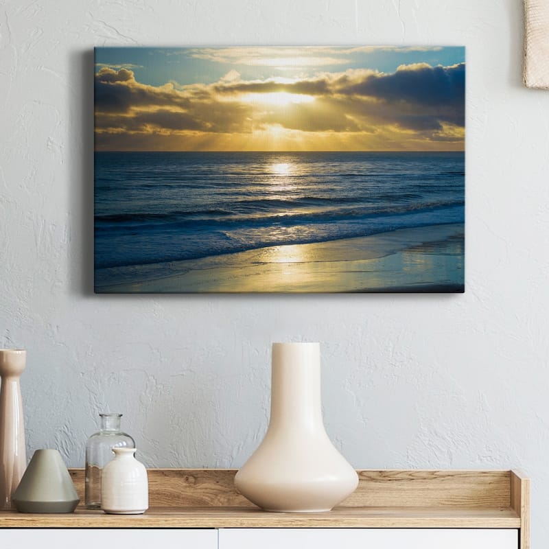 Beach Sunset Surfers Premium Gallery Wrapped Canvas - Ready to Hang