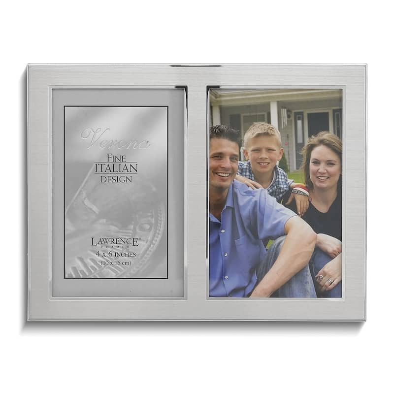 Curata Metro Brushed Silver-Tone Double 4x6 Photo Frame