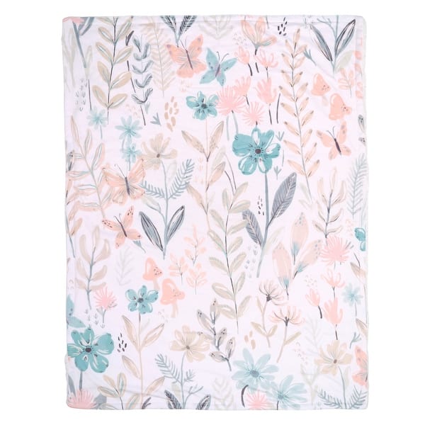 slide 2 of 7, Lambs & Ivy Baby Blooms Watercolor Floral/Butterfly Soft Fleece Baby Blanket