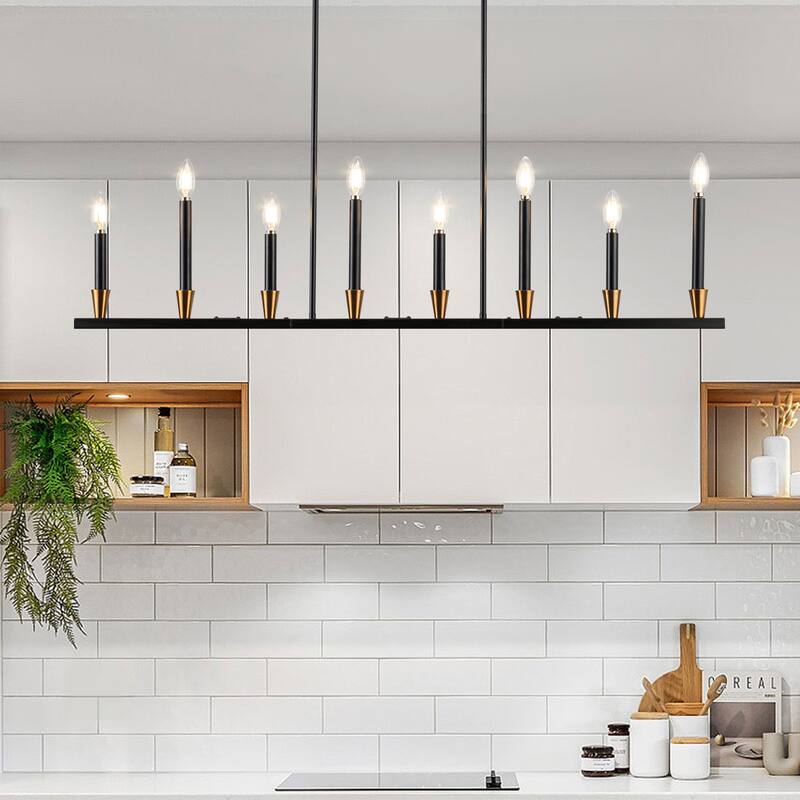 Kitchen Island Lights Linear Farmhouse Chandelier Linear Candle Chandelier - 8-Light