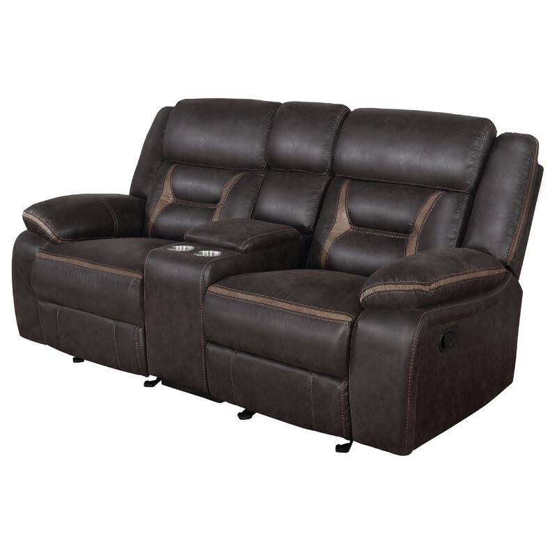 Garie 2pc Manual Reclining Sofa and Loveseat Set, Brown Faux Leather