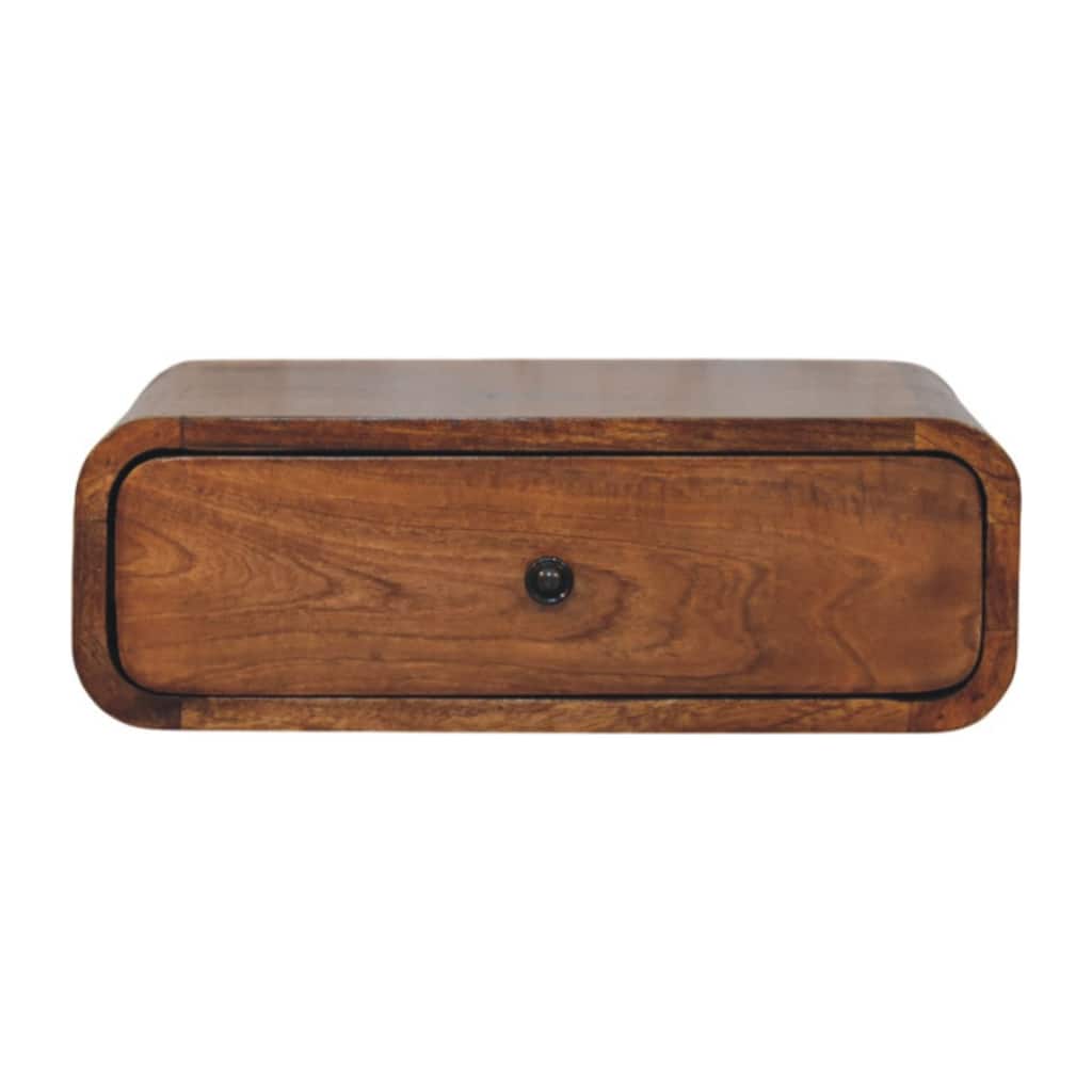 Wall-Mounted Honey Caramel 1-Drawer Nightstand with Minimalist Design